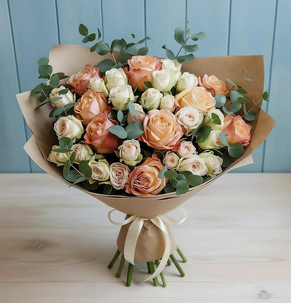 Букет цветов из: Альстромерии и Розы в Дубовой Роще