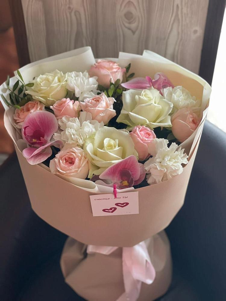 Букет цветов из: Орхидеи, Розы и Гвоздики в Дубовой Роще