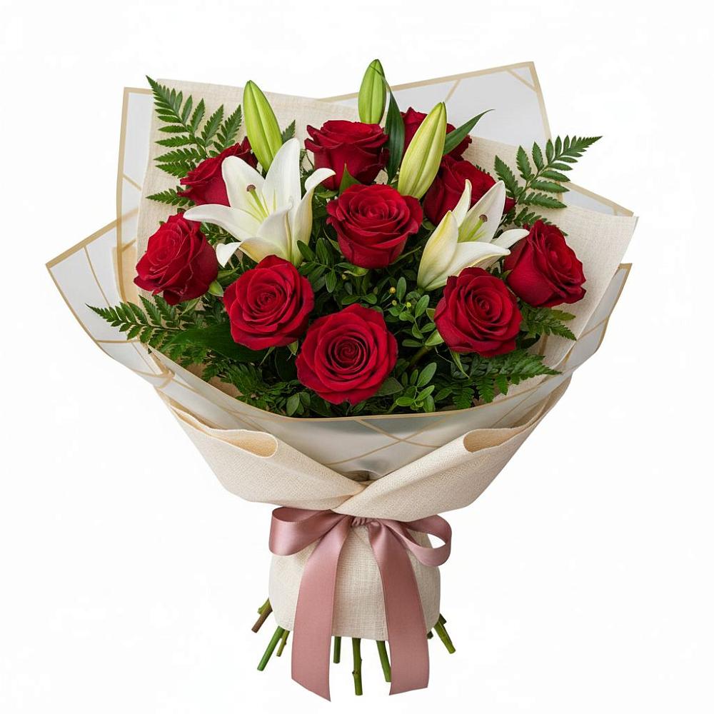 Букет цветов из: Лилии и Розы в Дубовой Роще