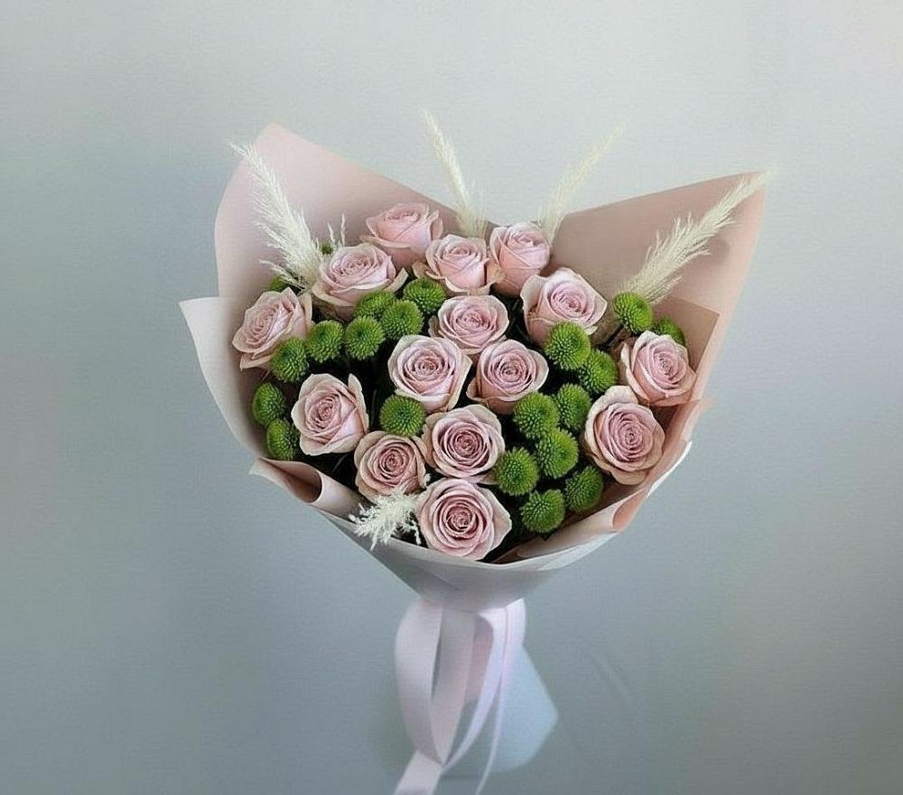 Букет цветов из: Розы и Хризантемы в Дубовой Роще