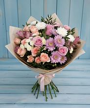 Букет цветов из:  Хризантемы, Розы и Альстромерии #REPLACE_PRED# Дубовой Роще