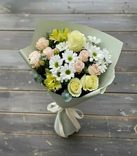 Букет цветов из:  Альстромерии, Розы и Хризантемы в Дубовой Роще