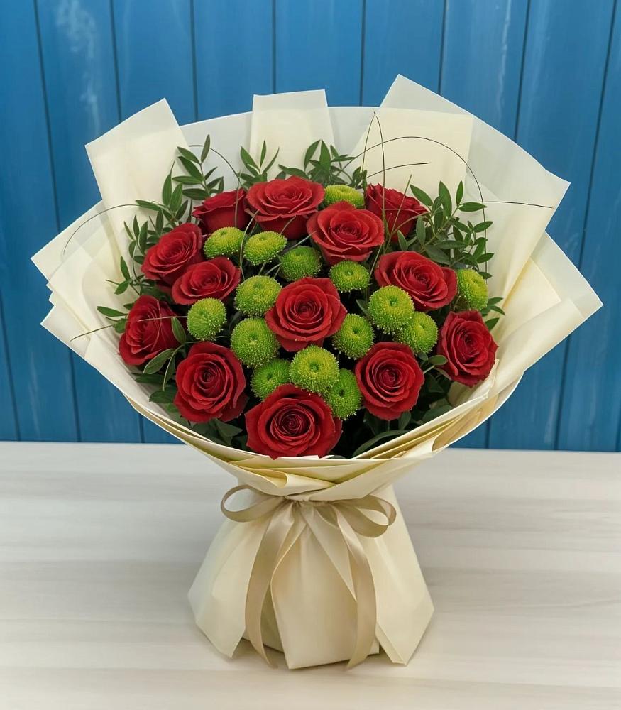 Букет цветов из: Розы и Хризантемы в Дубовой Роще