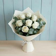 Букет Белые розы в Эвкалипте в Дубовой Роще