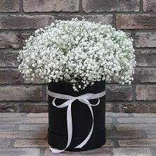 Цветочная композиция из Гипсофила в шляпной коробке в Дубовой Роще